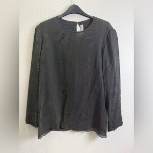 Carolina Herrera Top Size 12 Black/White Long Sleeve Polka Dot Top Shirt